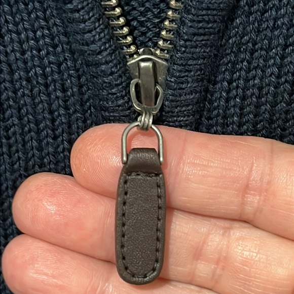 LL Bean Men's Full Zip Sweater Navy Blue 90s Cozy Cabin - Picture 5 of 13